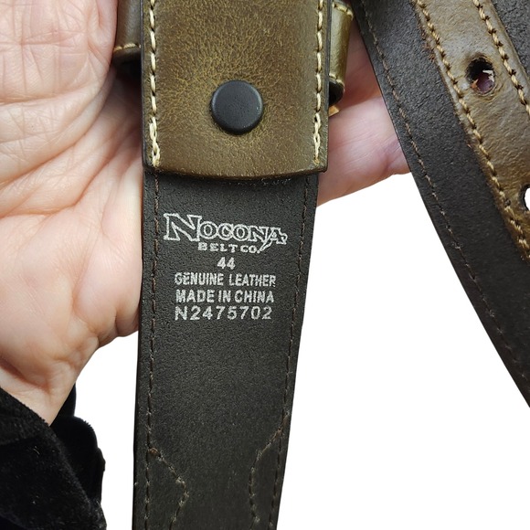 Nocona Belt Co. Top Hand Southwestern Concho Belt Olive Brown Size 44 - Picture 4 of 11